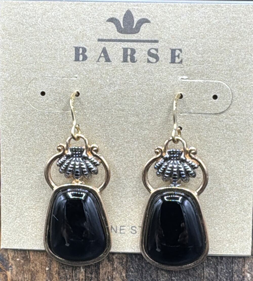 Barse Fused Earrings- Black Onyx- Gunmetal-Bronze -NWT
